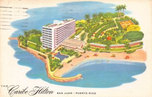 Puerto Rico San Juan 1967 Caribe Hilton Hotel vintage postcard B949