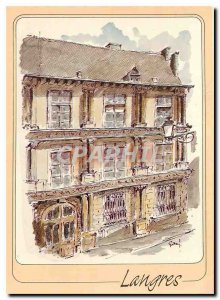 Modern Postcard Langres Haute Marne House Renaissance XVI century watercolor ...