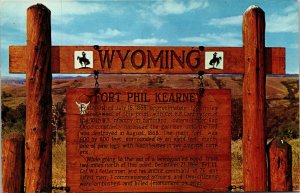 Vtg 1950s Fort Phil Kearne Marker Just South of Story Wyoming WY Unused Postcard