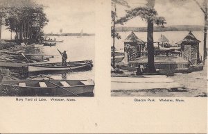 Wakefield MA, Lake Scene, Beacon Park, Navy Yard, Boats, 1907 Multiview