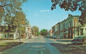 Fayette OH Main Street Business Section Old Cars Postcard