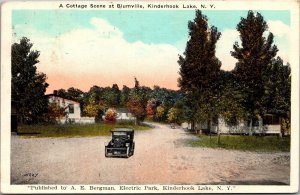 Cottages at Blumville, Kinderhook Lake NY c1935 Vintage Postcard T64