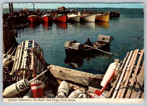 Lobster Fisherman, His Boats And Traps, Nova Scotia, 1984 Chrome Postcard