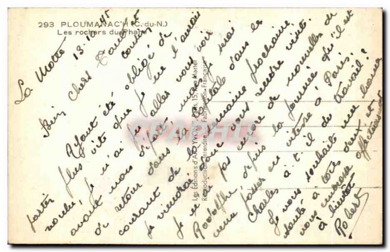 Old Postcard Ploumanach Rocks Lighthouse