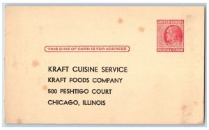 c1954 Kraft Foods Company Cuisine Service Chicago Illinois Advertising Postcard