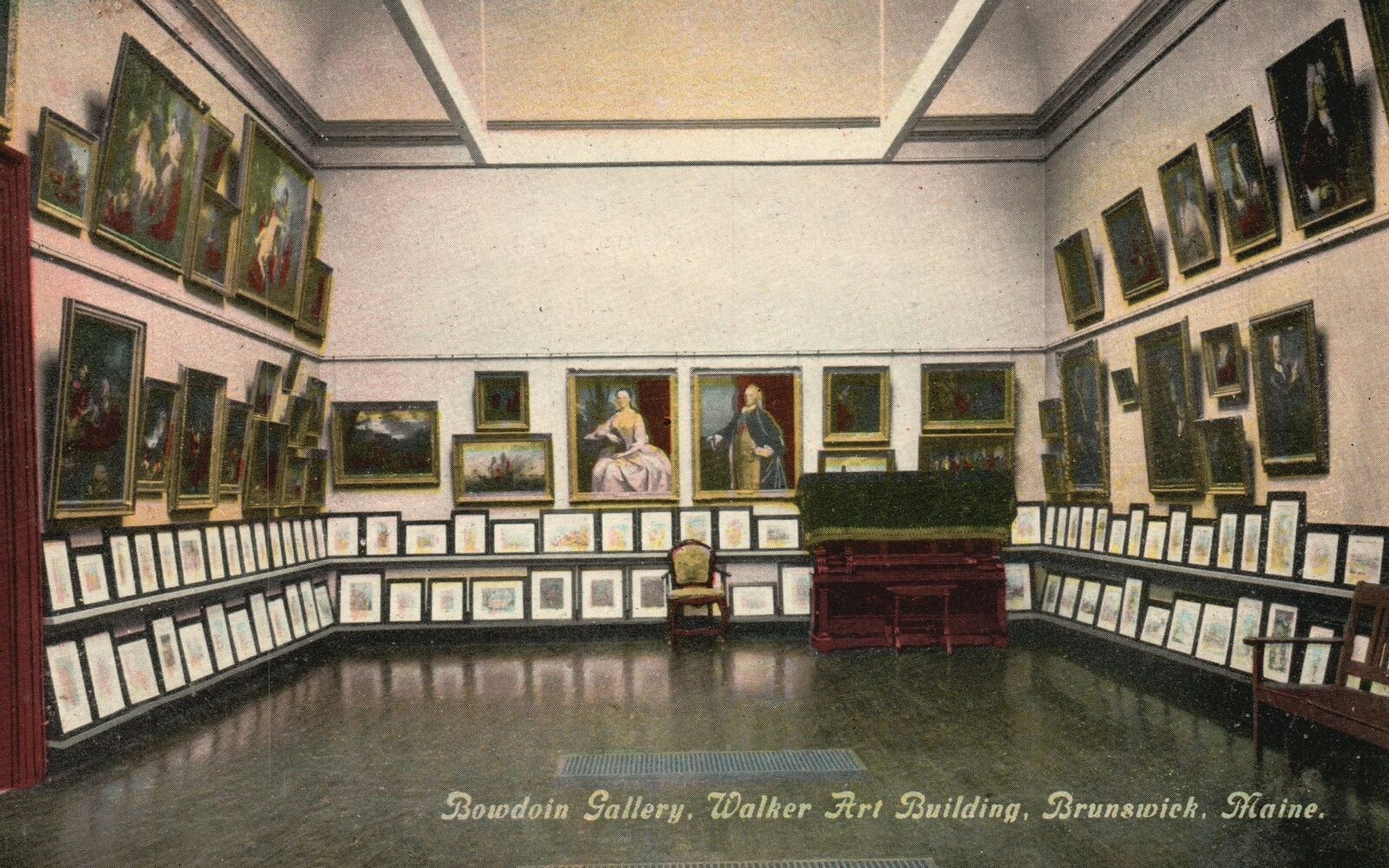 Vintage Postcard Bowdoin Gallery Walker Art Building Brunswick Maine