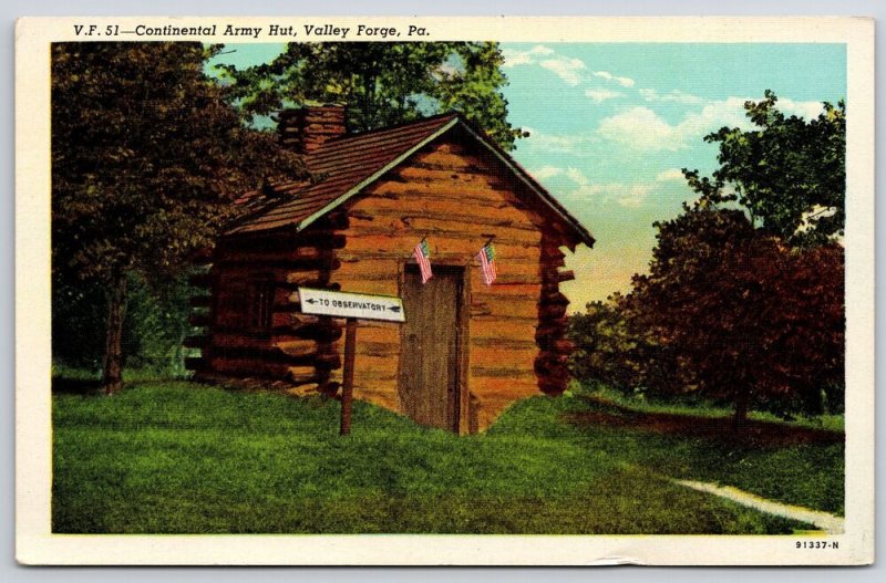 Continental Army Hut Valley Forge Pennsylvania During Winter Landmark Postcard