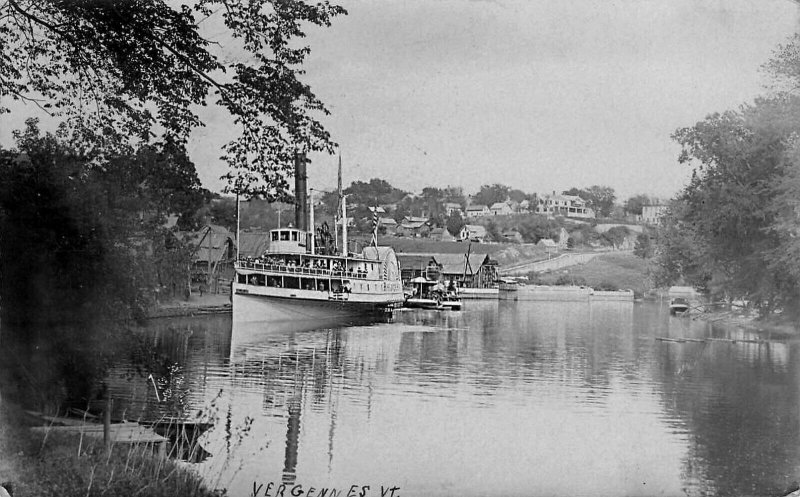 Vergennes VT Paddle Ship Reindeer Real Photo Postcard 