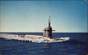 USS THOMAS EDISON Polaris Missile Firing Submarine c1950-60s Vintage Postcard