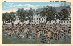 WW1 Era, Excercise of Soldiers at Fort Sheridan, IL, Old Postcard