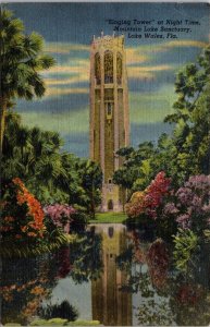 Florida Lake Wales The Singing Tower At Night 1947 Curteich