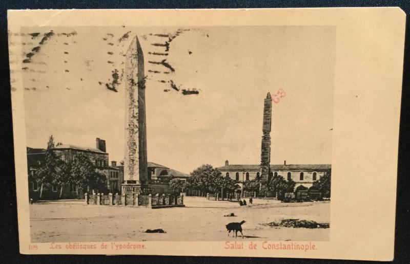 Postcard Used 108 Les obelisques Constantinople US Stamp/postmark LB
