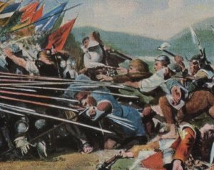 Battle Of Sampach Germany 1386 Rare Old Painting Cigarette Card