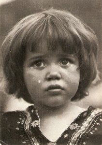 Portrait of a sad little girl Lovely modern French photo postcard