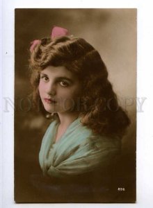 244166 Mode FASHION Girl w/ LONG HAIR Vintage PHOTO tinted PC