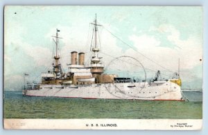 Illinois Postcard USS Battleship US Navy Warship World War c1910 Vintage Antique