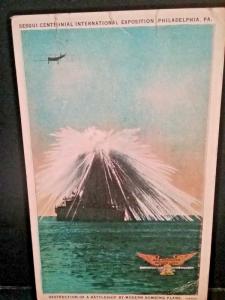 Postcard  Destruction of  Battleship by a Modern Bombing Plane, Philadelphia. Z5