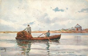 Postcard UK C-1910 Tuck Oilette Salmon Fishing 23-9982