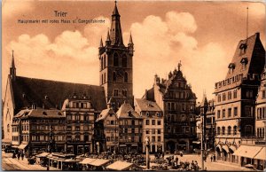 Germany Trier Hauptmarkt mit Rotes Haus Gangoliskirche Trèves Postcard 09.99