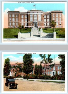 2 Postcards SALEM, Massachusetts MA ~ HIGH SCHOOL Saltinstall School c1920s