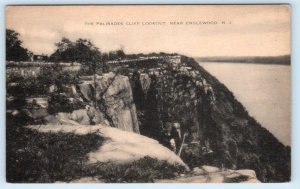 ENGLEWOOD, New Jersey NJ ~ PALISADES CLIFF LOOKOUT Bergen County c1940s Postcard