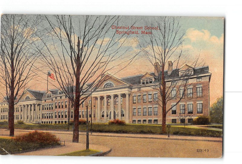 Springfield Massachusetts MA Postcard 1907-1915 Chestnut Street School