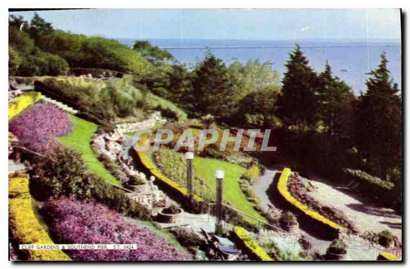 Postcard Modern Cliff Gardens, and Southend Pier S T