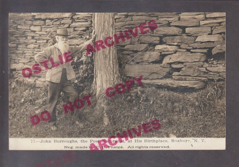 Roxbury NEW YORK RPPC c1910 POET NATURALIST Nature JOHN BURROUGHS Posing NY