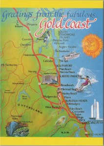 Maps Postcard - Map of The Fabulous Gold Coast, Australia  RR23513