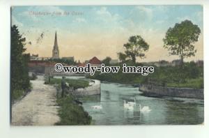 tp9744 - Sussex - Lad feeding the Swans on the Canal, at Chichester - Postcard