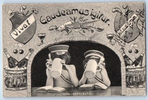 Germany Postcard Heidelberg Drinking Tradition Let us Rejoice Therefore c1905