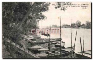 Old Postcard The banks of the Marne Nogent le Perreux