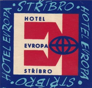 Czechoslovakia Stribro Hotel Europa Vintage Luggage Label sk3341