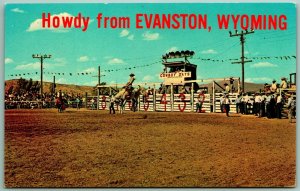 World Championship Rodeo Howdy From Evanston Wyoming WY UNP Chrome Postcard I12