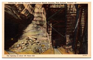 Vintage Looking Out Into the Tunnels, Marble Quarries, West Rutland, VT Postcard
