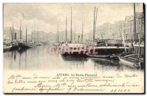 Old Postcard Antwerp Flemish Yacht Basin