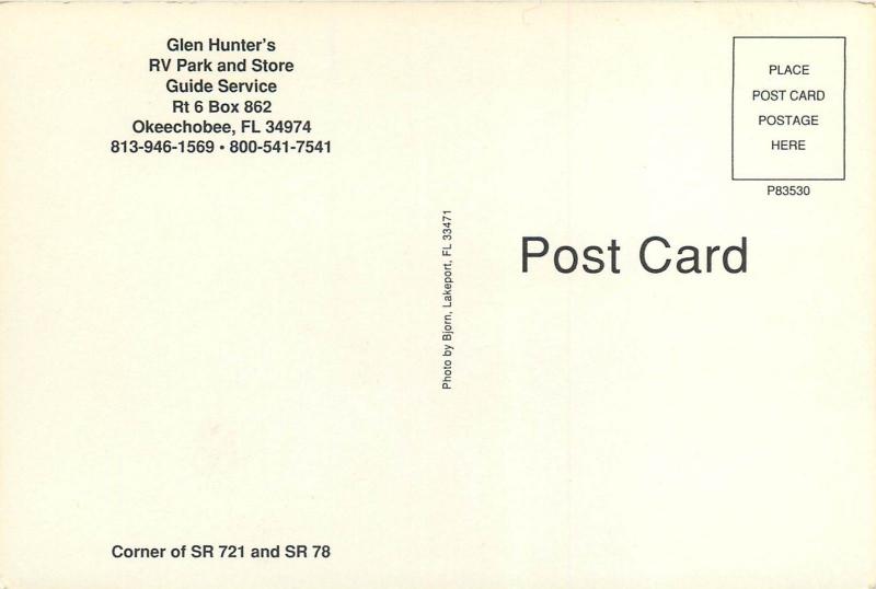 Glen Hunters RV Park and Store Lake Okeechobee Florida FL Postcard