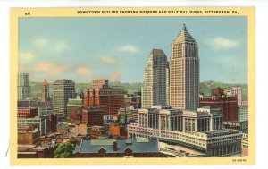 PA - Pittsburgh. Downtown Skyline with Koppers & Gulf Buildings ca 1935