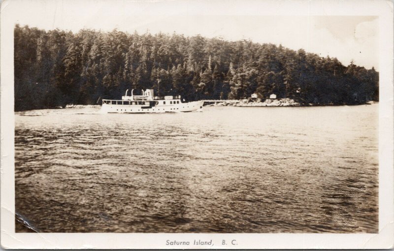 Saturna Island BC Boat Unused Real Photo Postcard G99 *as is