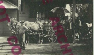 Allegan MICHIGAN RPPC c1910 CREAMERY Dairy MILK DELIVERY WAGON nr Plainwell 