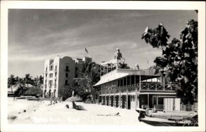 Waikiki Beach Honolulu HI Beach & Buildings c1940 Real Photo Postcard