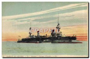 Old Postcard Boat Le Massena Breastplate d & # 39escadre