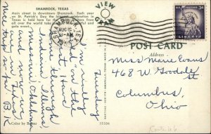 Shamrock TX Main St. 1940s-50s Cars & Stores Postcard