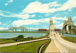 South Carolina Cooper River Bridges Looking Toward Charleston