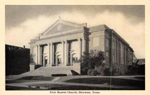 SHERMAN, TX Texas   FIRST BAPTIST CHURCH   Grayson County   B&W Postcard