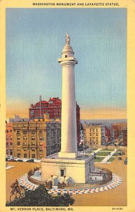Washington Monument, Lafayette Statue, Mt. Vernon Place Baltimore, Maryland M...