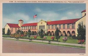 Florida St Petersburg High School Main Entrance 1936 Curteich