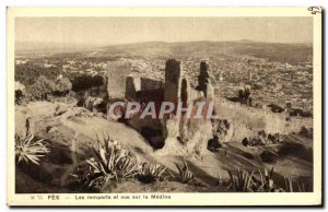 Old Postcard Fez Remparts and view on the Medina