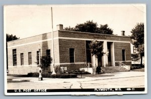 PLYMOUTH WI US POST OFFICE VINTAGE REAL PHOTO POSTCARD RPPC