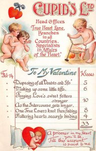 Valentines Greetings Cupid's Ltd Blacksmith Kisses Receipt Postcard AA70483